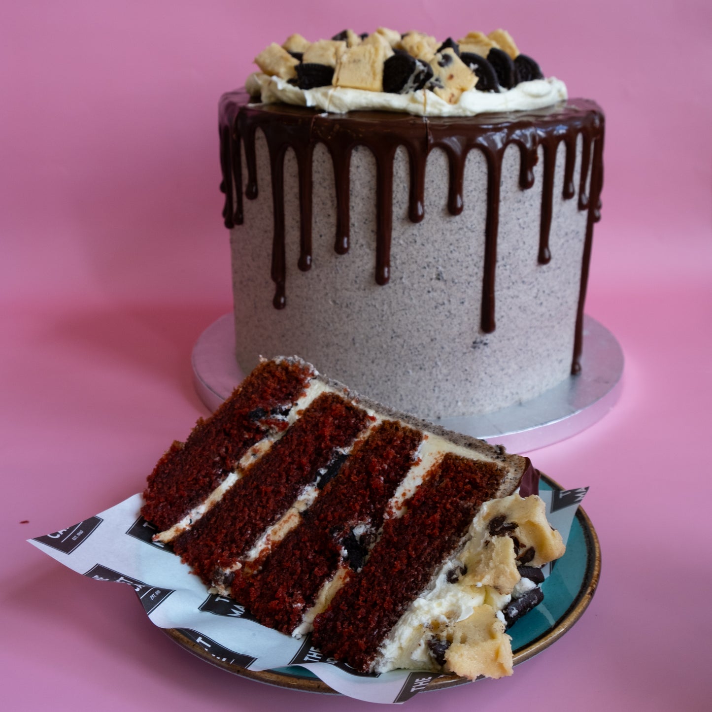 Red Velvet Cookie Monster Cake